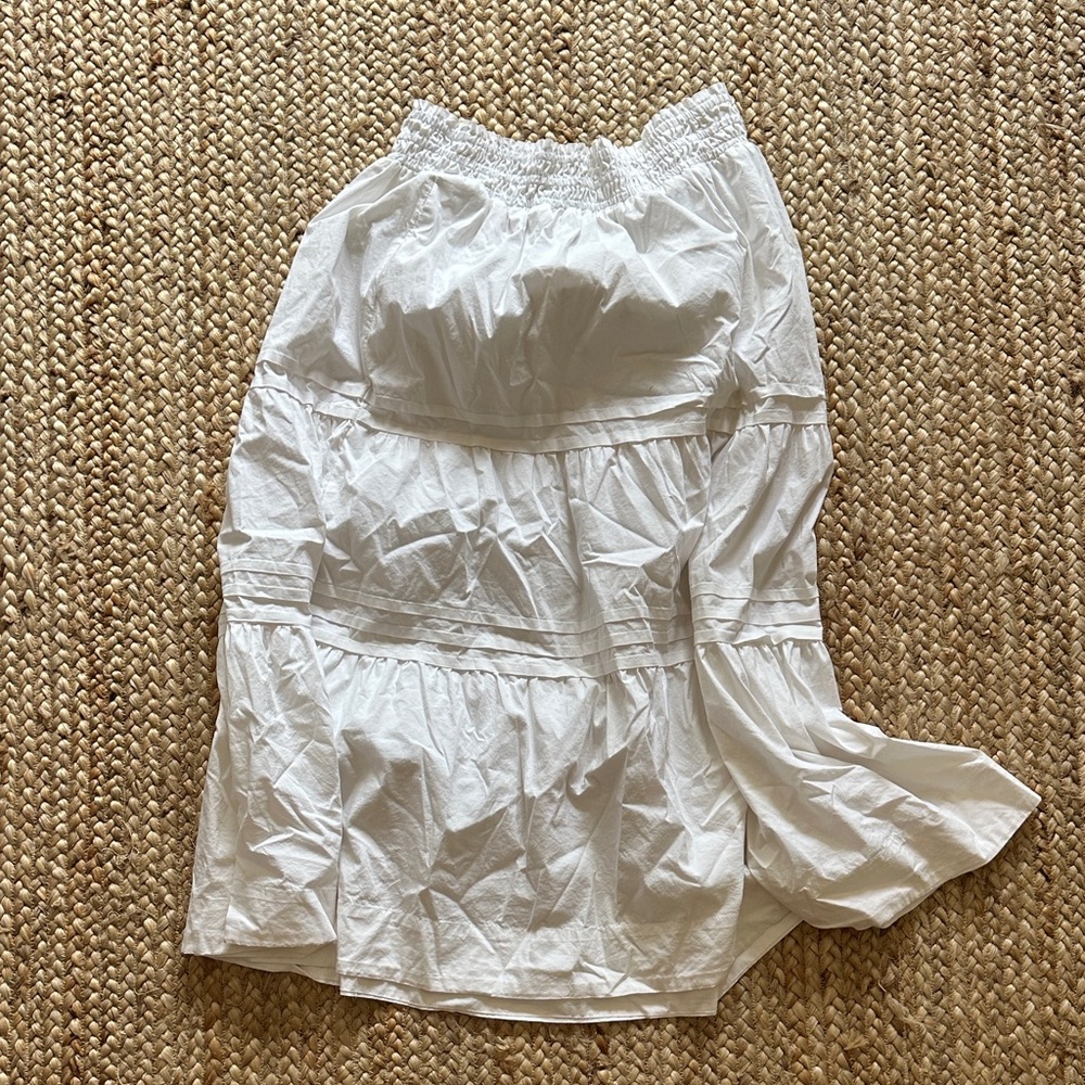 Women's White Tiered Cotton Skirt